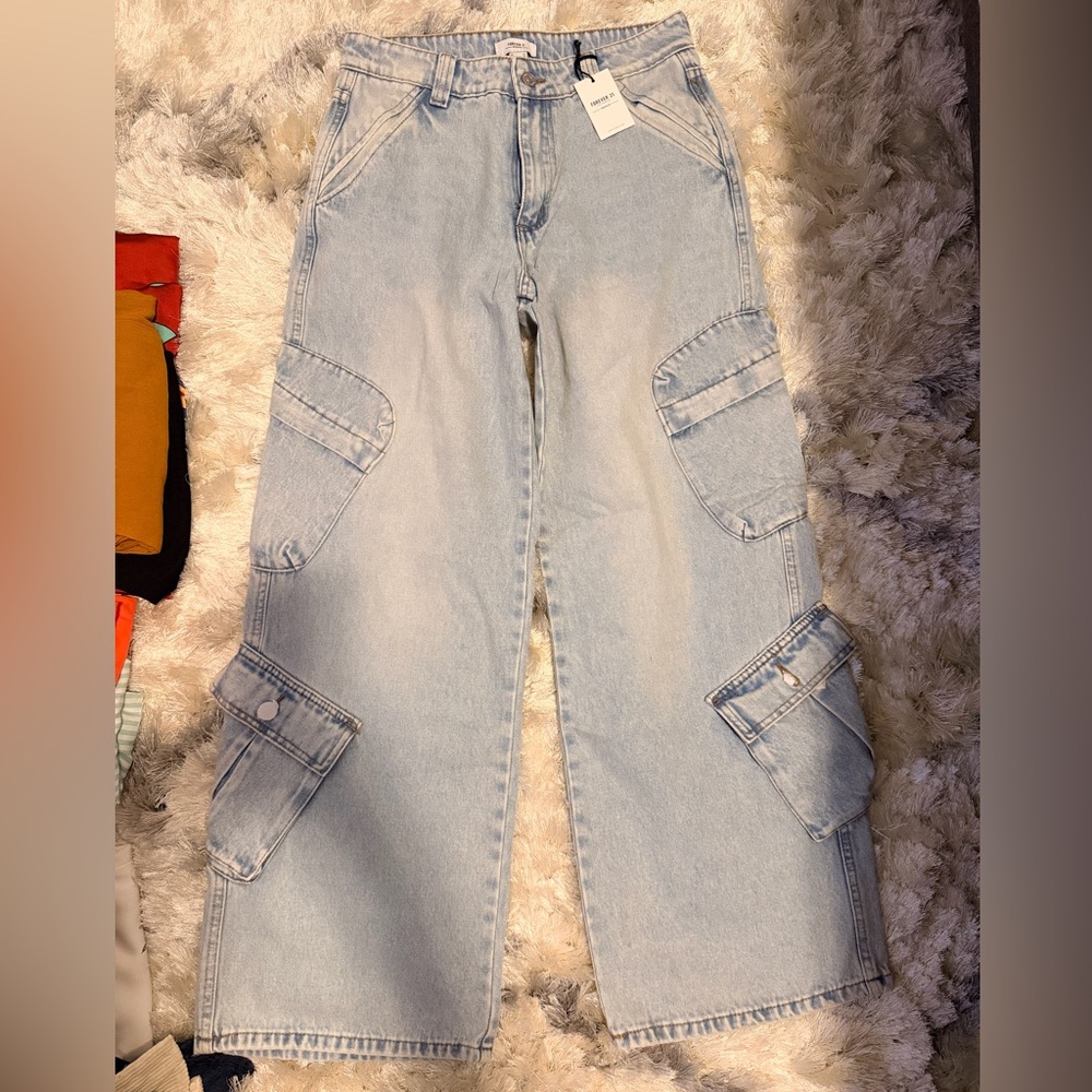 Forever 21 Light Blue Wide Leg Jeans
